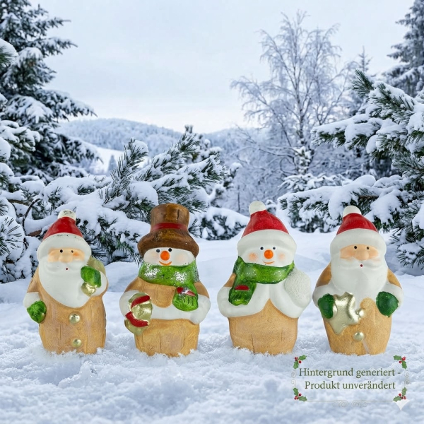 4er Set Bezaubernde Weihnachtsfiguren ca. 8 cm - Weihnachtsdekoration